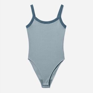 Everlane The Ringer Tank Bodysuit in Seaglass/Aegean, Size Large